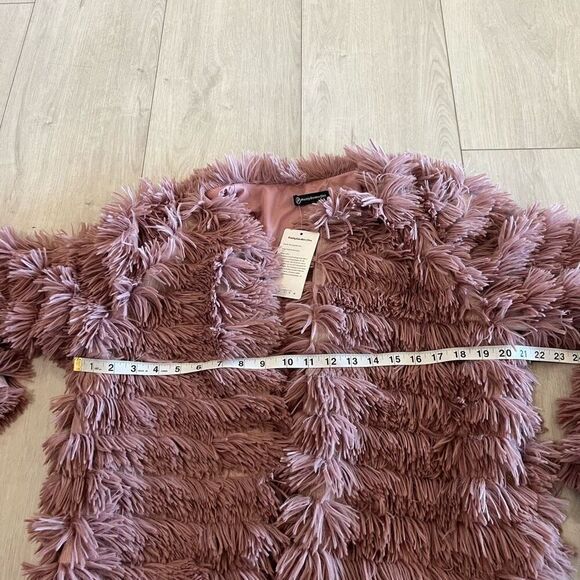 Prettygarden chic Open Front Cardigan Faux Fur Coat size L - Picture 3 of 8